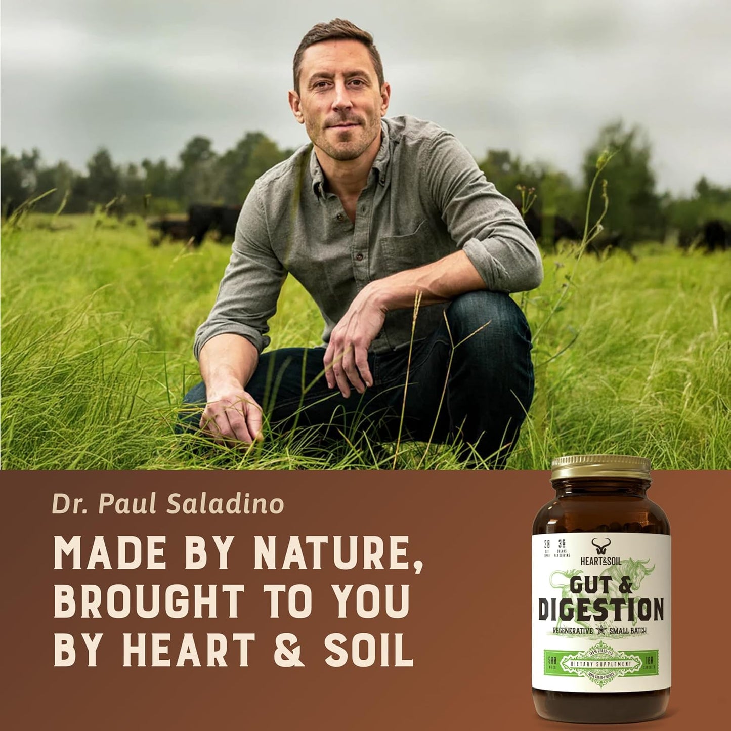 HEART & SOIL Gut & Digestion – Grass Fed Beef Organs for Digestive Health – 180 Capsules - görsel 4