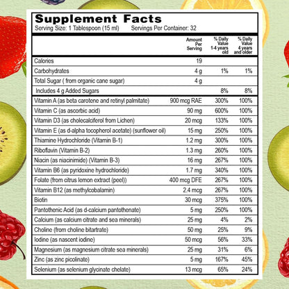 Go Healthy Kids Liquid Multivitamin - Peach Mango - 30-60 servings
