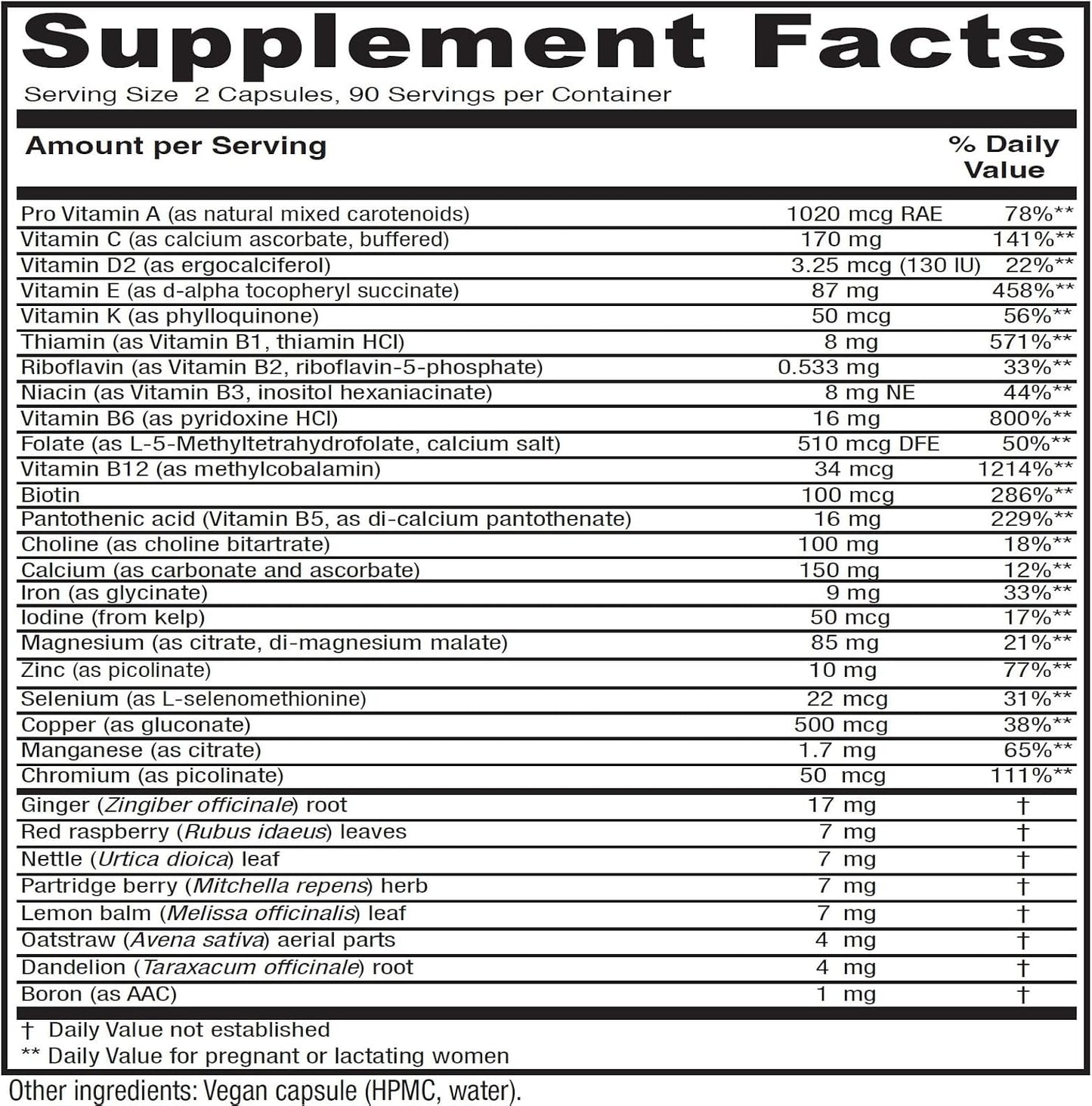 Vitanica Maternal Symmetry – Prenatal and Postnatal Multivitamin | Vegan, 180 Capsules - görsel 2