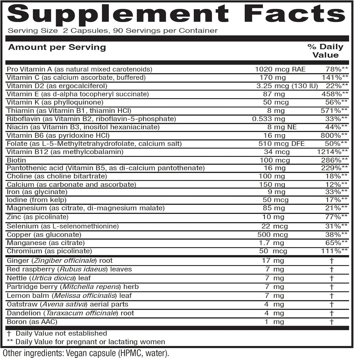 Vitanica Maternal Symmetry – Prenatal and Postnatal Multivitamin | Vegan, 180 Capsules - görsel 2