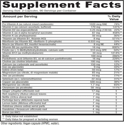 Vitanica Maternal Symmetry – Prenatal and Postnatal Multivitamin | Vegan, 180 Capsules