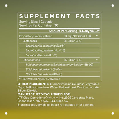 LTH Balance Multi Pro 30B Probiotic - 30 Billion CFUs - Dairy-Free and Shelf-Stable - Gut and Immune Support - 30 Capsules