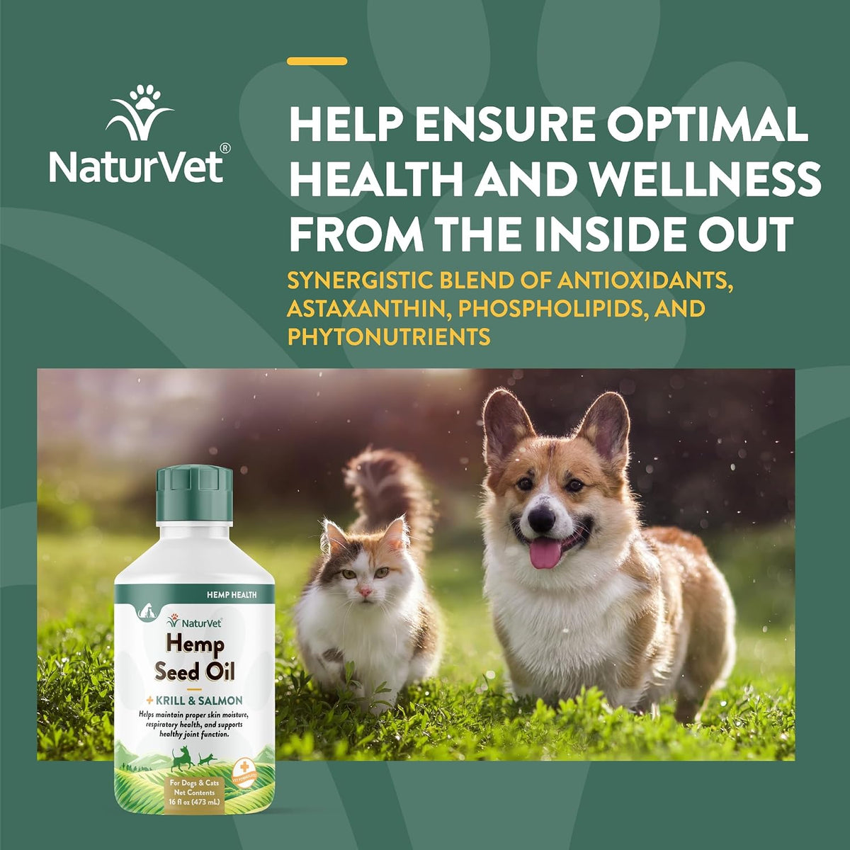 NaturVet Hemp Seed Oil, Krill and Salmon, 16 fl oz (473 ml) Liquid - görsel 4