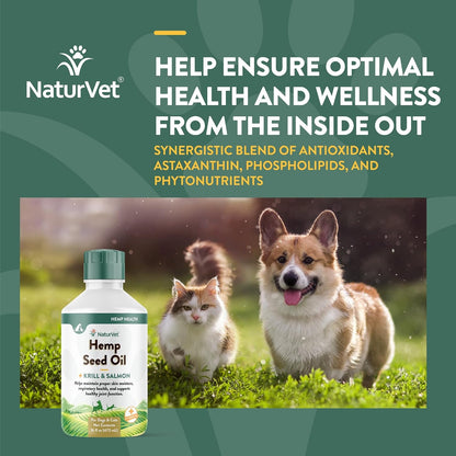NaturVet Hemp Seed Oil, Krill and Salmon, 16 fl oz (473 ml) Liquid