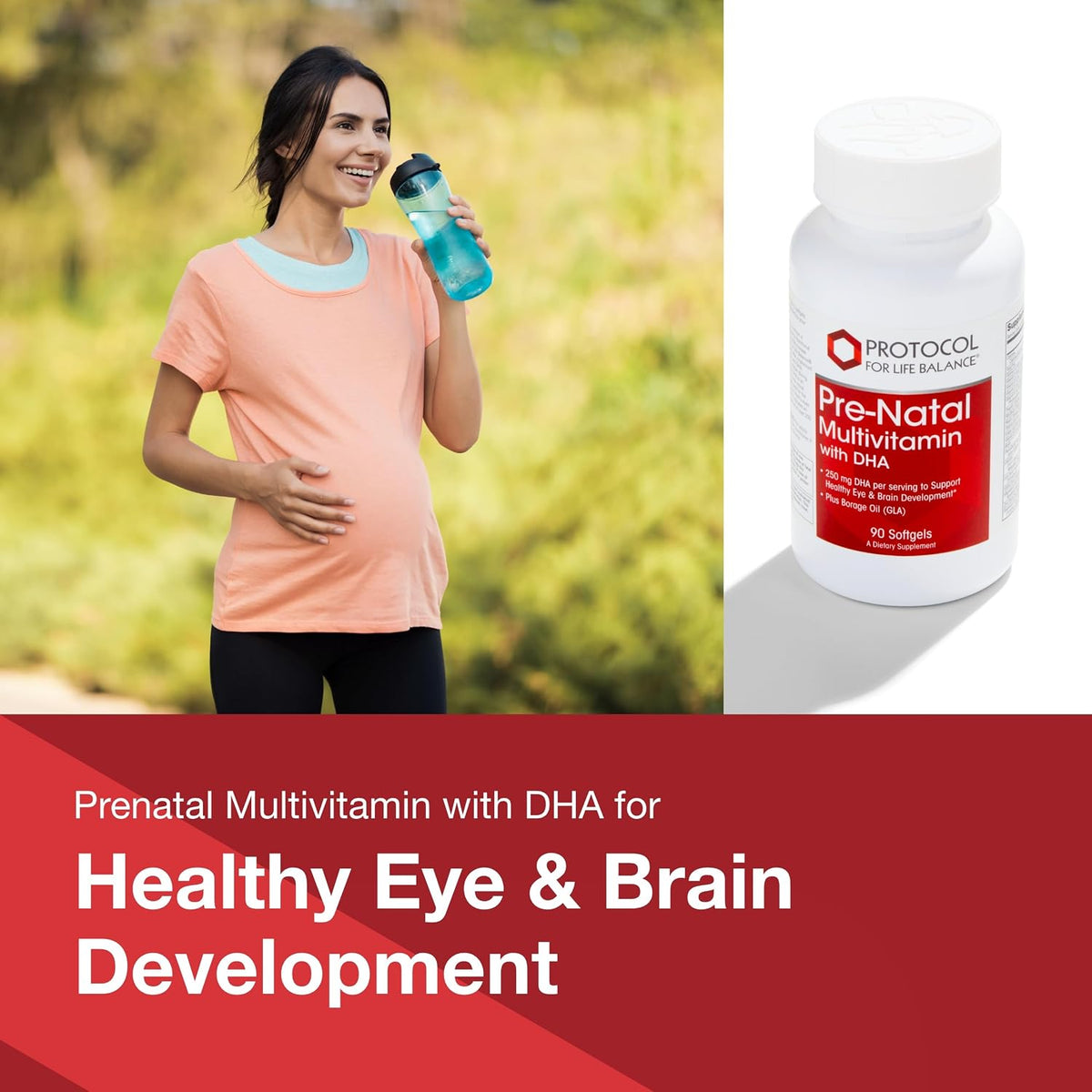 PROTOCOL FOR LIFE BALANCE Pre-Natal Multivitamin with DHA - 250 mg DHA - for Pregnancy & Lactation Support - Halal & Dairy-free - 90 Softgels - görsel 3