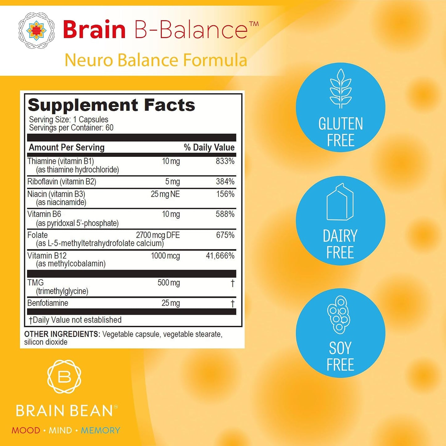 Brain B Balance: Methylated Multivitamin - Methylated B Complex Neurobalance Formula with Methylfolate - 60 Vegan Capsules - görsel 4