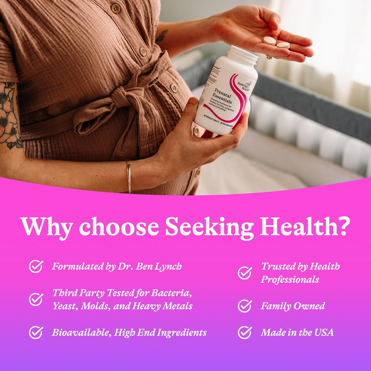 Seeking Health Prenatal Essentials Chewable - Prenatal Support with Methylfolate, B12 & Riboflavin (60 Tablets) - görsel 7