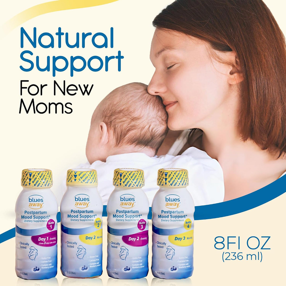 Blues Away Postnatal Mood Support Drink – 3-Day Liquid Dietary Supplement for Hormonal Balance [4 Bottles] - görsel 2