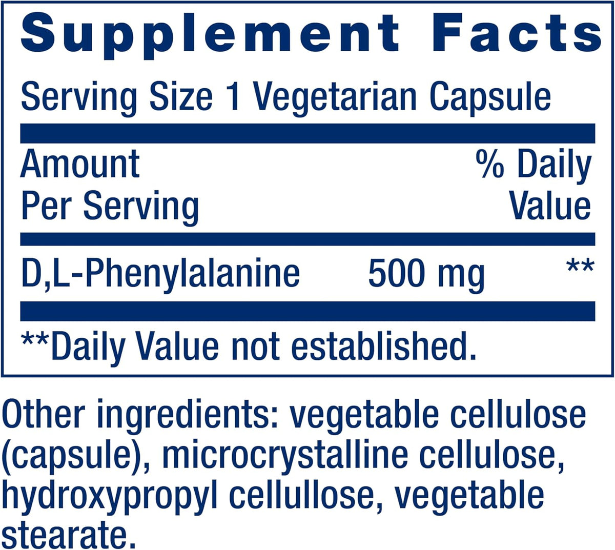Life Extension D, L-Phenylalanine 500 mg Capsules - Essential Amino Acid Supplement - 100 Capsules - görsel 3