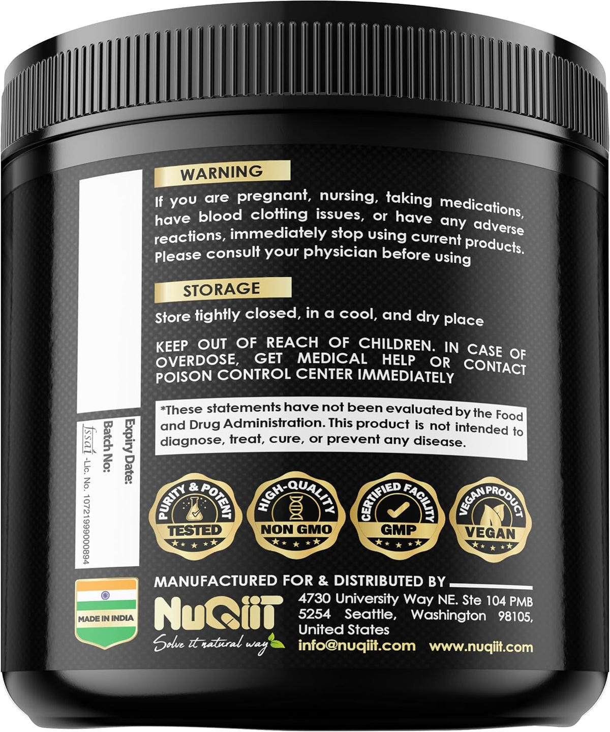 NUQIIT Shilajit Men’s Health Complex with Magnesium, Lion’s Mane, Ashwagandha and Maca Root – 60 Vegan Capsules - görsel 8