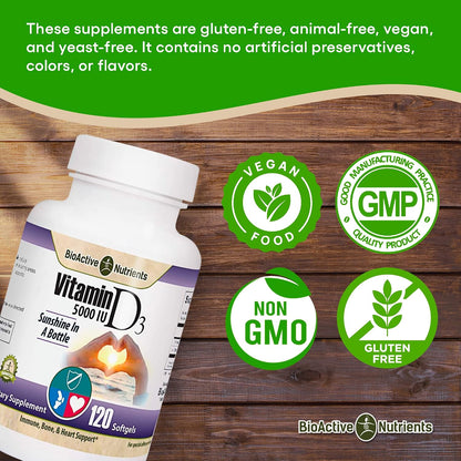 BIOACTIVE NUTRIENTS Vitamin D3 5000 IU - 120 Soft gel capsule Capsules