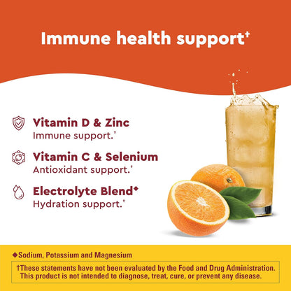 Nature Made Wellblends ImmuneMAX Fizzy Drink, Vitamin C 1500mg with Zinc 15mg, Vitamin D, Selenium, B Vitamins & Electrolyte Hydration Blend, 30 Sachets, Orange