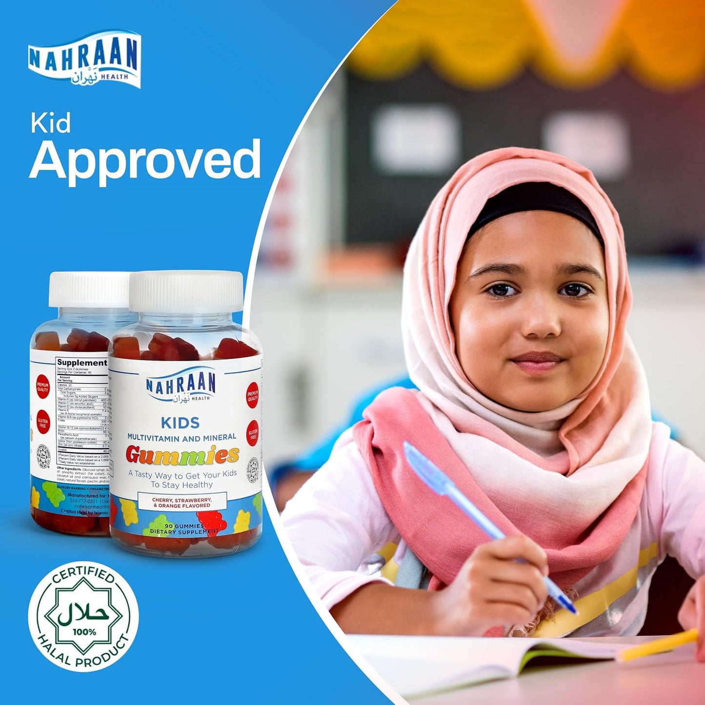 Kids Multivitamin Gummies – Halal, Gluten-Free Vitamins for Toddlers & Children with Vitamin A, C, D, E, B6, B12 & Minerals for Immune Support, 90 Gummies - görsel 6