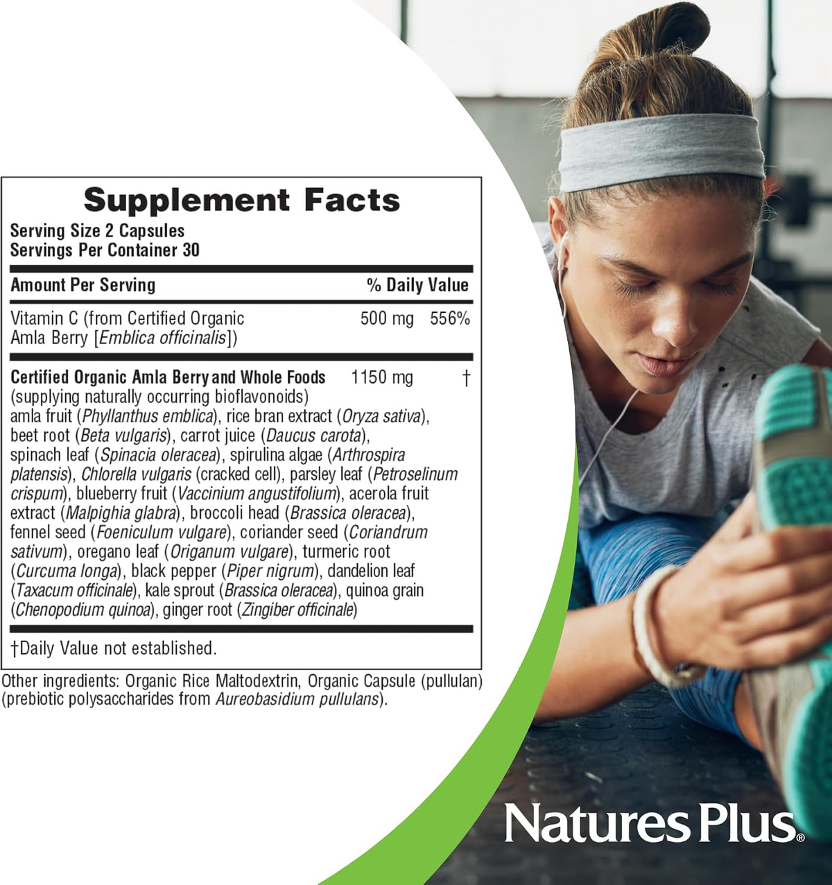 Nature's Plus Source of Life Garden Vitamin C 500 mg, 60 Capsules - görsel 5