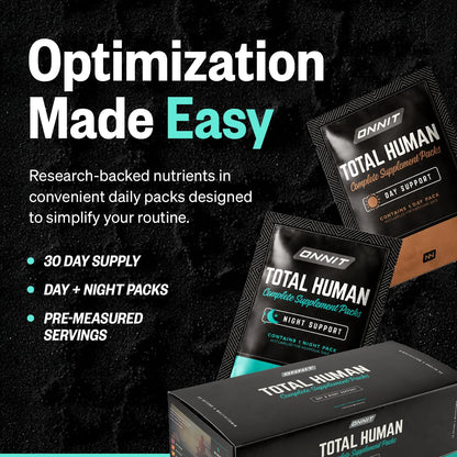 ONNIT Total Human Daily Multivitamin Packs – Day and Night Support for Men and Women, 30-Day Supply
