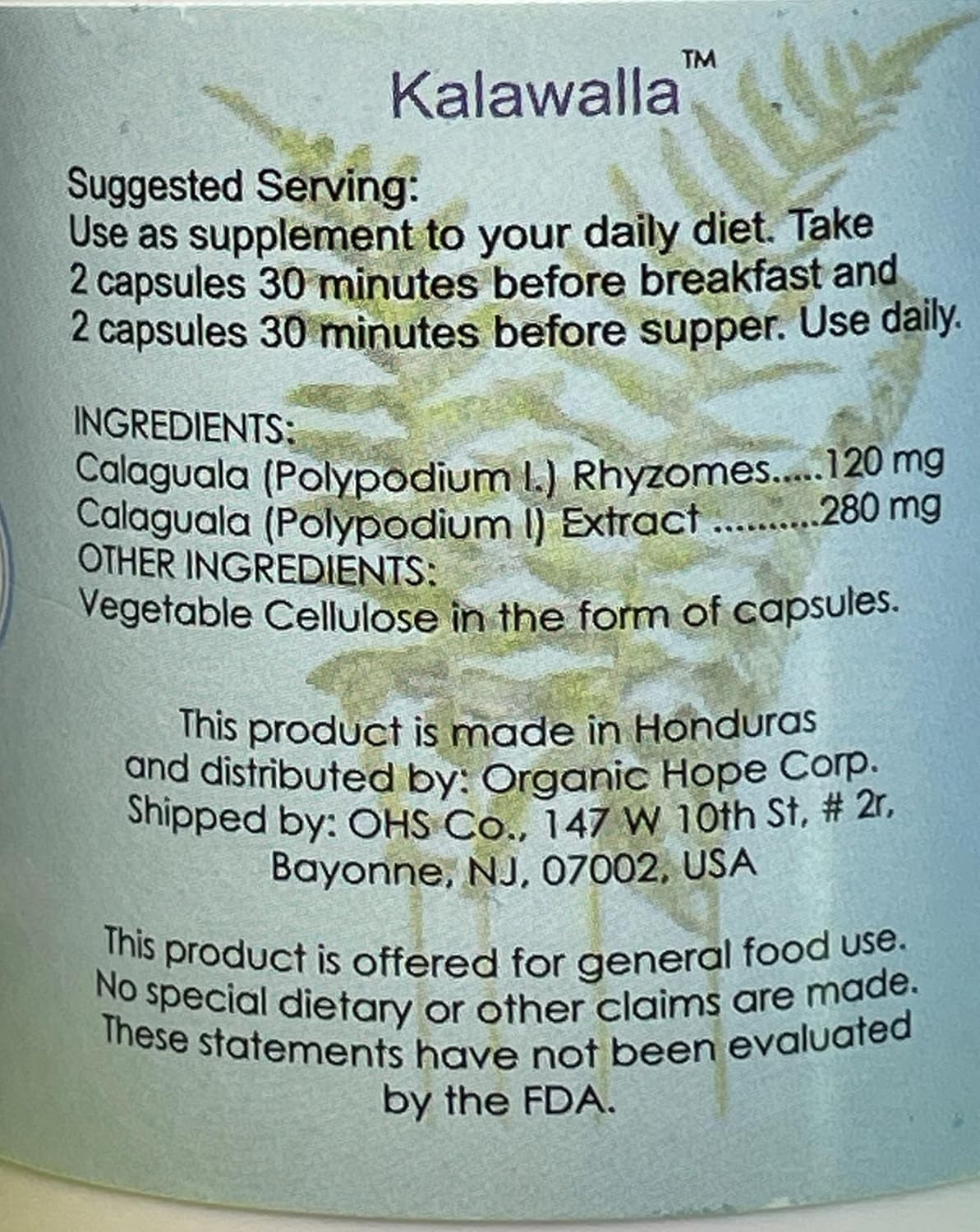 Kalawalla Organic Hope High Potency Polypodium Leucotomos Immune Support - görsel 2