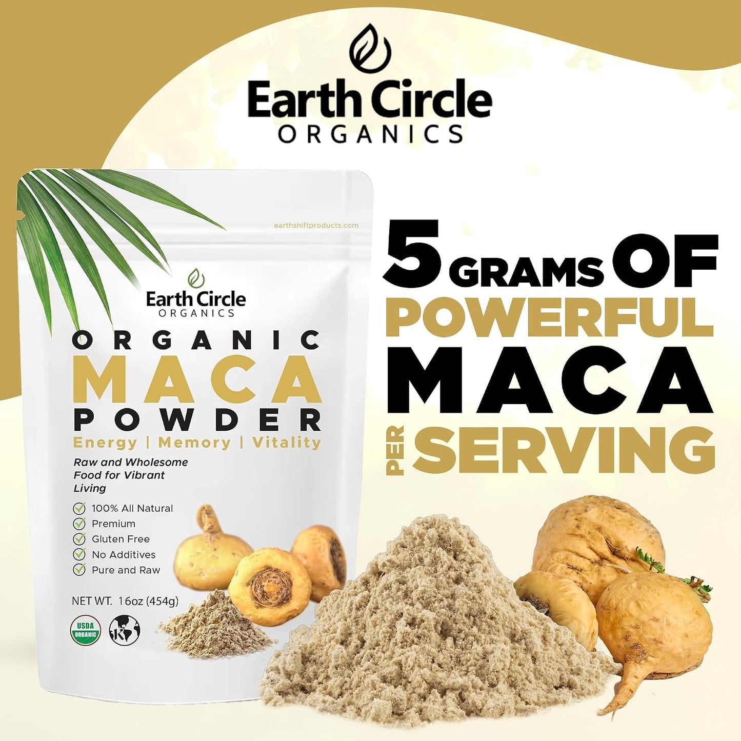 Organic Yellow Maca Root Powder - Natural Superfood, 454g - görsel 5