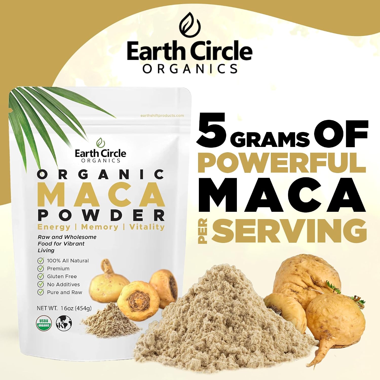 Organic Yellow Maca Root Powder - Natural Superfood, 454g - görsel 5