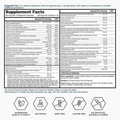 Nature's Lab Six Daily Advanced Multivitamin - 90+ Nutrients, Minerals, Antioxidants, Herbs & Whole Foods - 180 Capsules (30-Day Supply)
