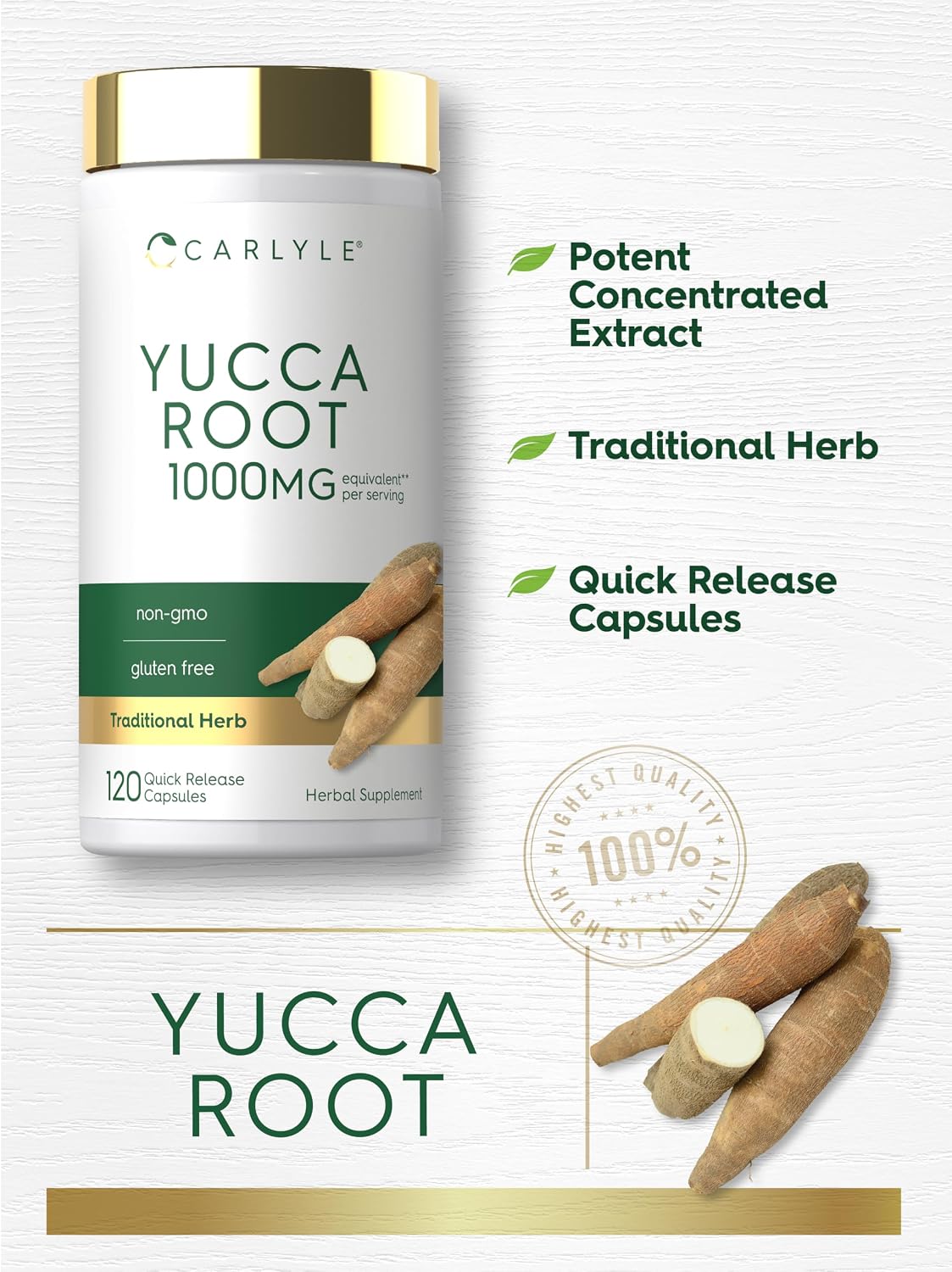Carlyle Yucca Root Extract | 120 Capsules | Herbal Food Supplement | Non-GM and Gluten-free - görsel 4