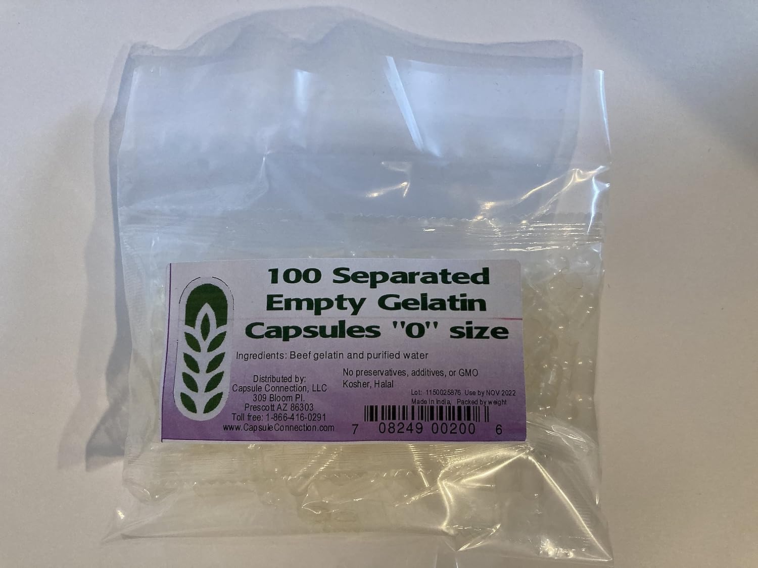 Capsule Connection Separated Empty Gelatine Capsules, Size 0 (5000 Count) - görsel 1