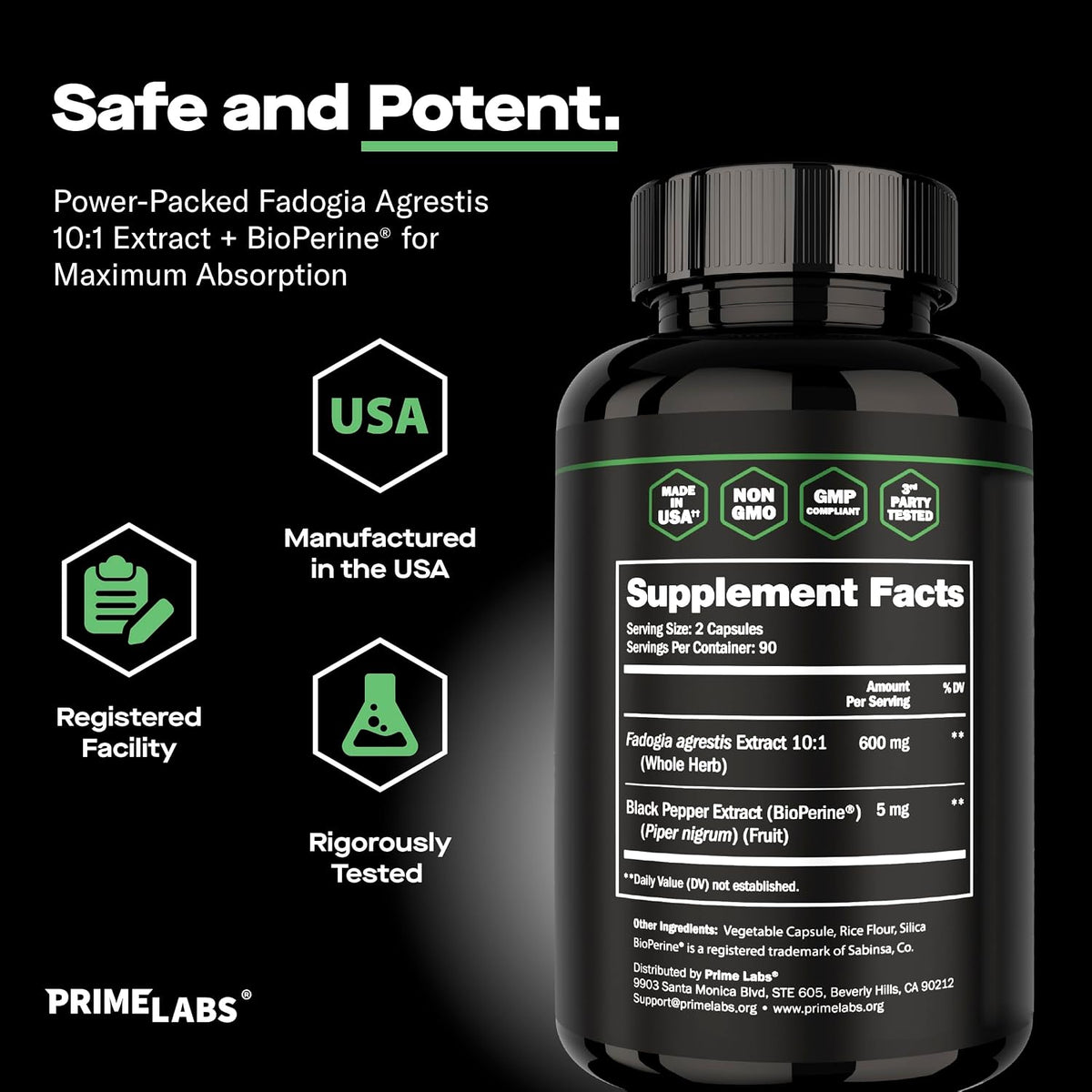 Prime Labs Fadogia Agrestis for Men - 600mg - Performance & Energy Support - 180 Capsules - görsel 6