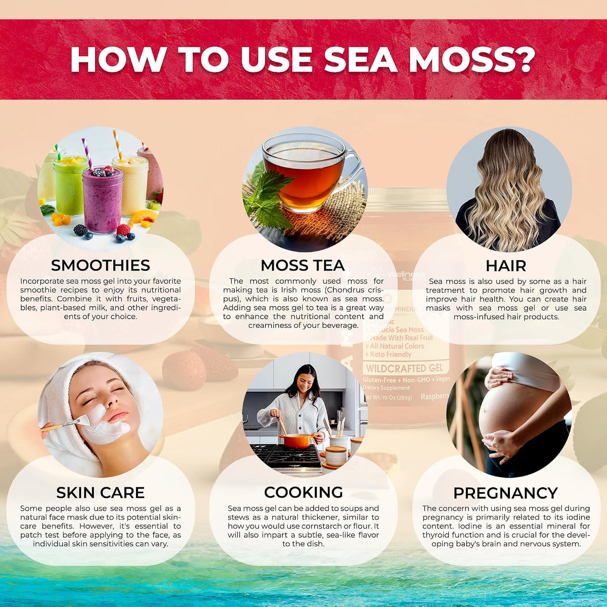 WELLNESS LABSRX Irish Sea Moss Gel - Wildcrafted Superfood, Raspberry Flavour, 283 g - görsel 7