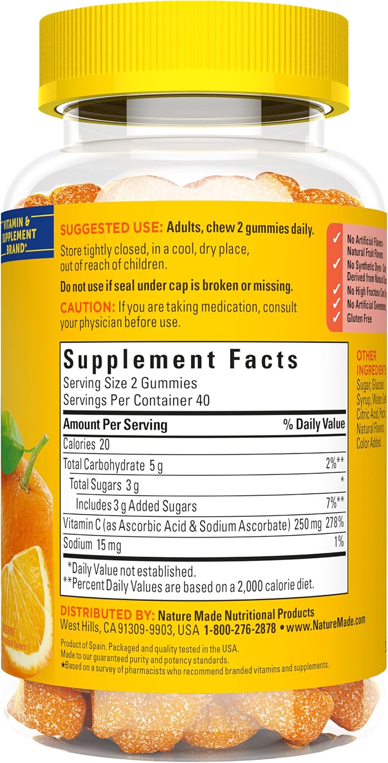 Nature Made Vitamin C Gummies – 250 mg per Serving, 80 Count (40-Day Supply) - görsel 8