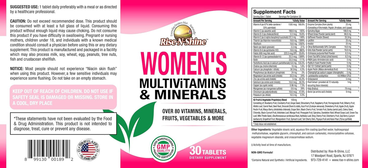 Rise-N-Shine Women's Multivitamin & Minerals - 30 Tablets - görsel 3