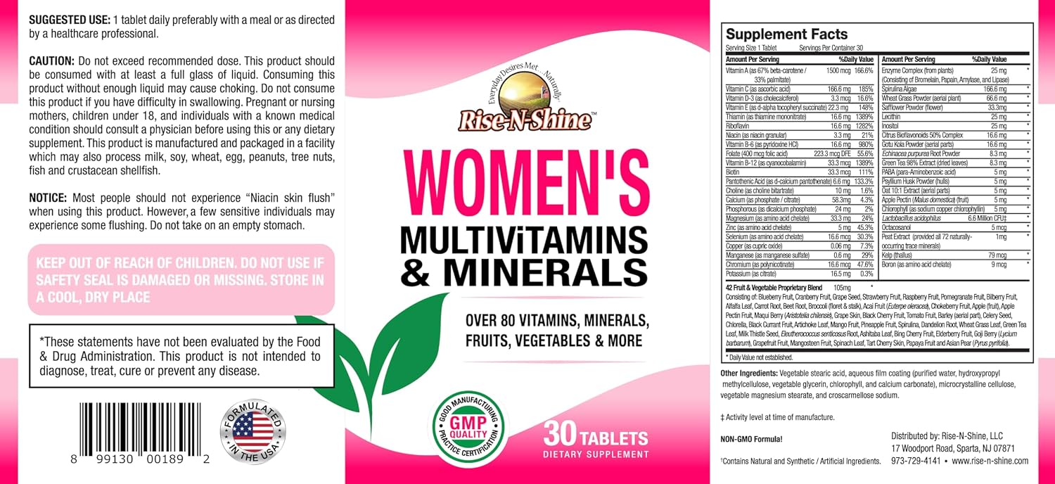 Rise-N-Shine Women's Multivitamin & Minerals - 30 Tablets - görsel 3
