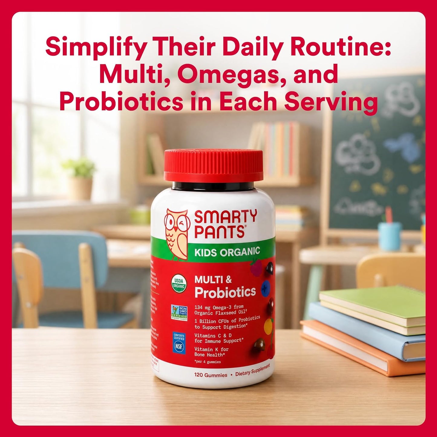 SmartyPants Organic Kids Multivitamin Gummies - 16 Nutrients + Probiotics - 120 Gummies - görsel 8