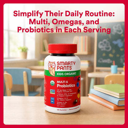 SmartyPants Organic Kids Multivitamin Gummies - 16 Nutrients + Probiotics - 120 Gummies
