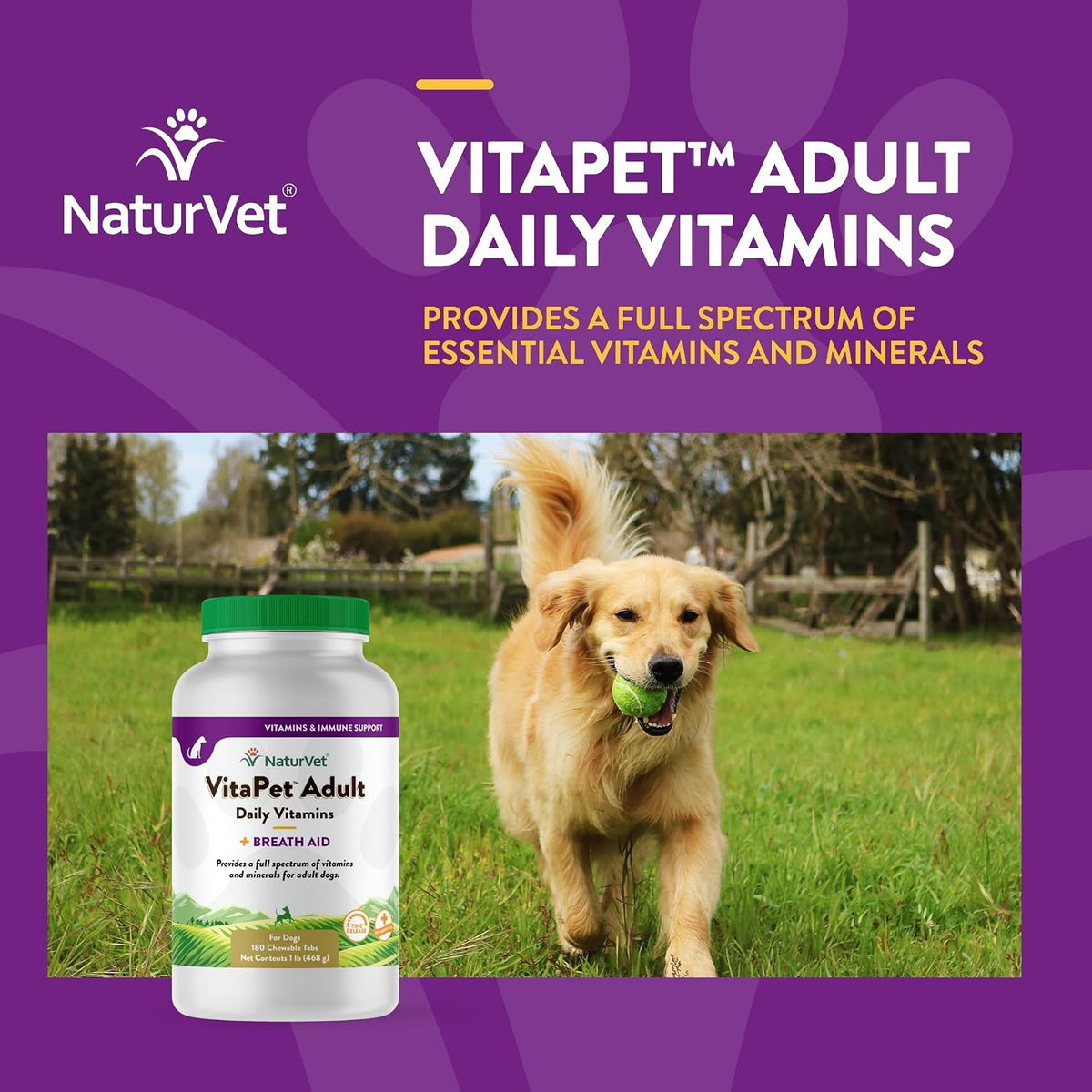 NaturVet VitaPet Adult Daily Vitamins for Dogs with Breath Aid – 180 Tablets - görsel 4