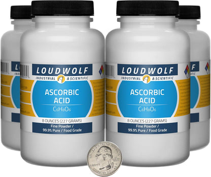 Loudwolf Ascorbic Acid Fine Powder, 1.36 kg (12 Bottles), 99.9% Pure Food Grade