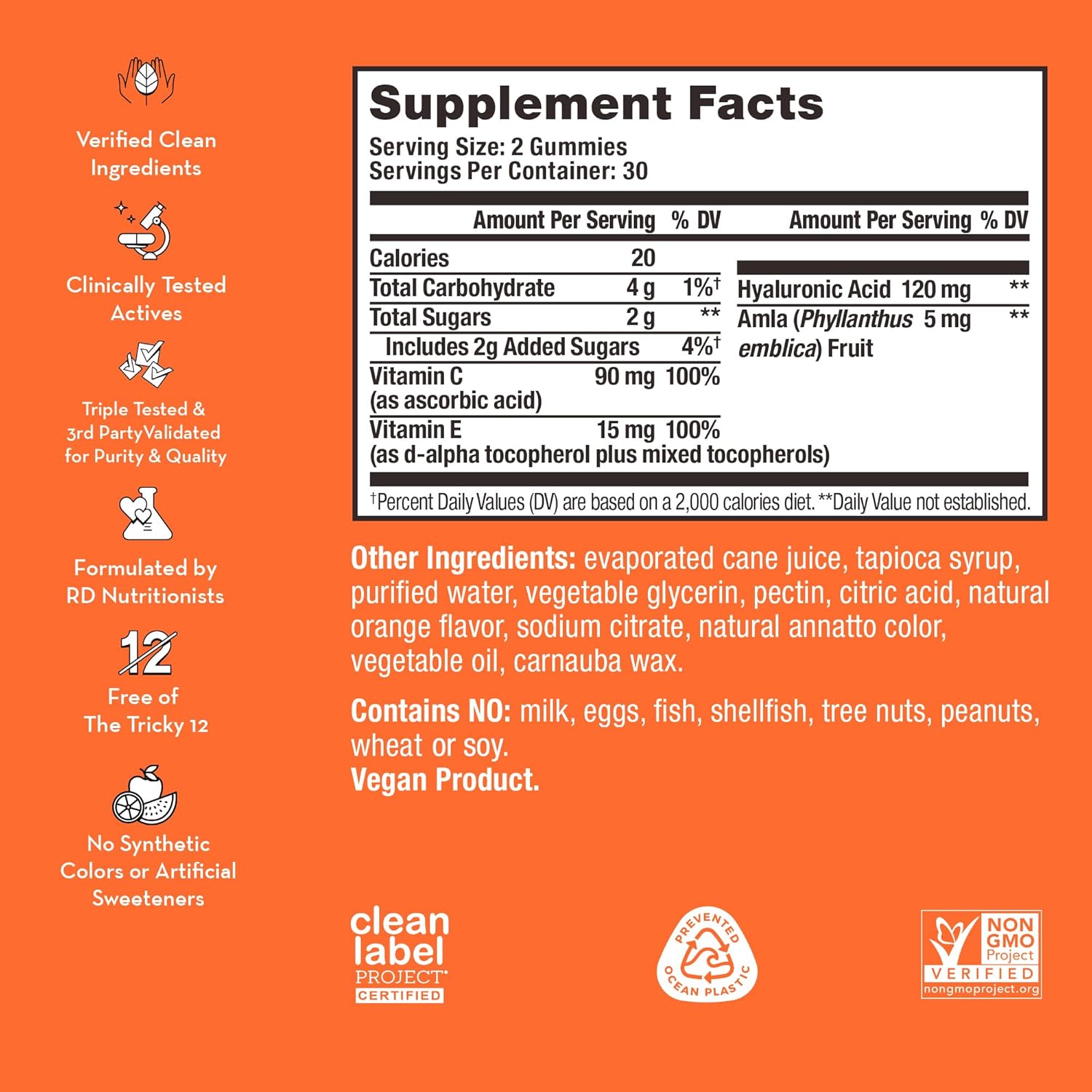 HUM Hyaluronic Glow Gummies - Skin Hydration Supplement with Hyaluronic Acid, Vitamin C and Vitamin E (60 Vegan Gummies) - görsel 2