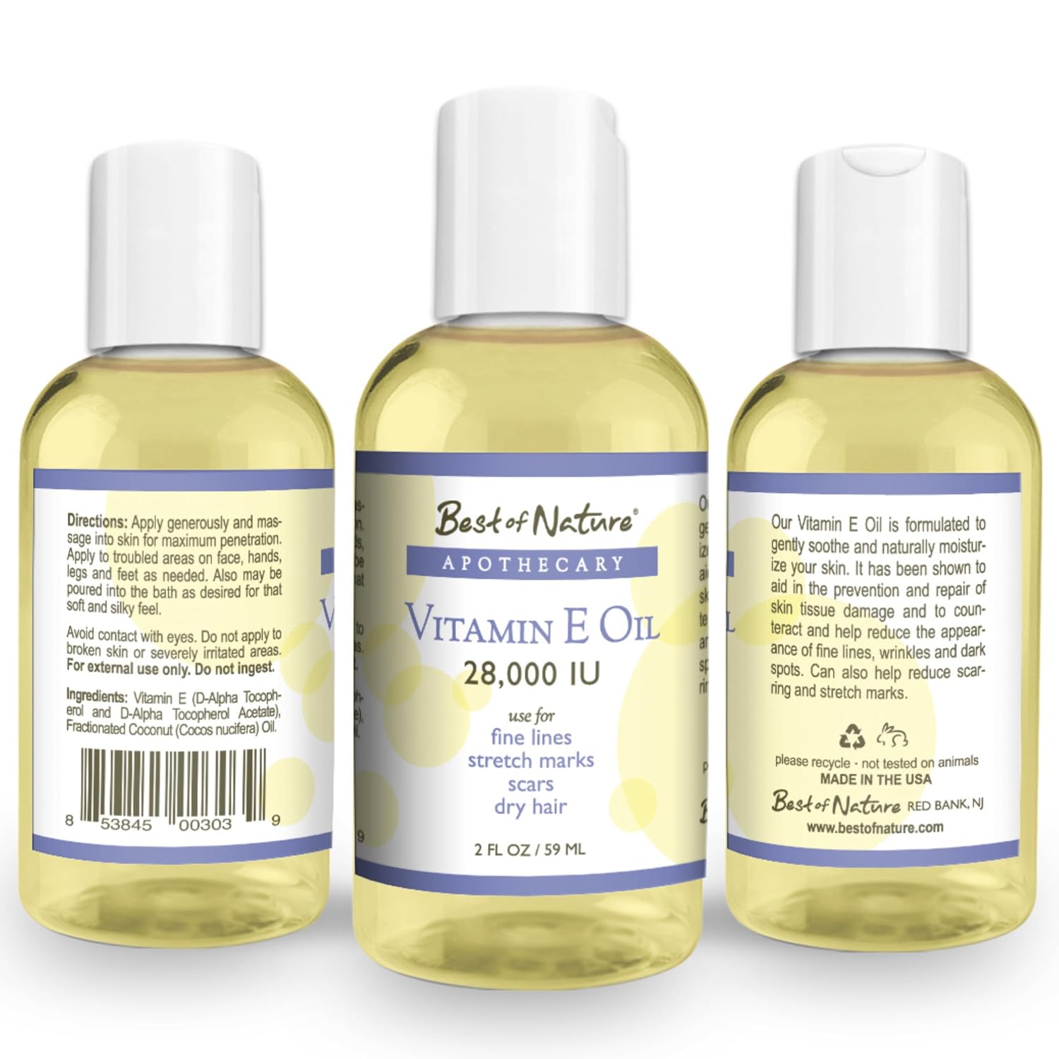 Best of Nature Vitamin E Oil 28,000 IU, Unscented Moisturiser with Fractionated Coconut – Hair, Skin, Face, & Hands - görsel 9