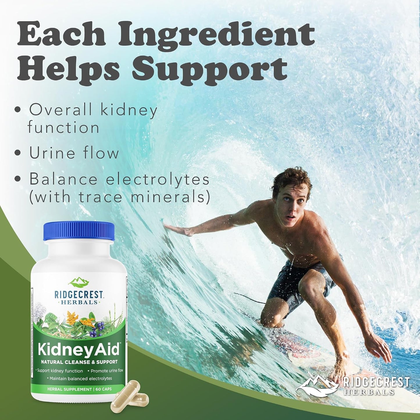 RidgeCrest Herbals KidneyAid, Kidney Health Support Supplement, 60 Capsules - görsel 2