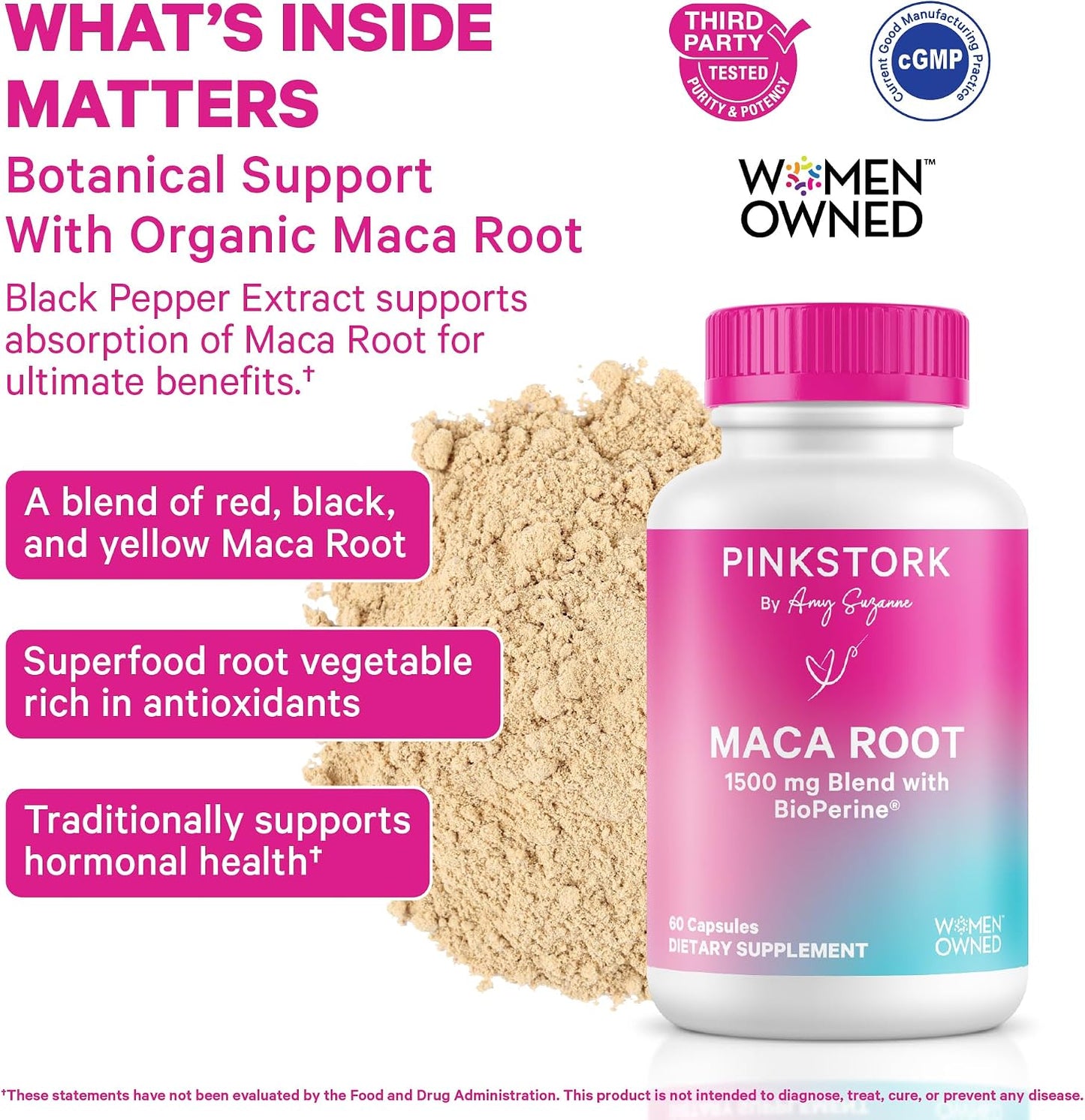 Pink Stork Maca Root Capsules for Women – Organic Maca with BioPerine for Hormonal Wellbeing & Energy - görsel 2