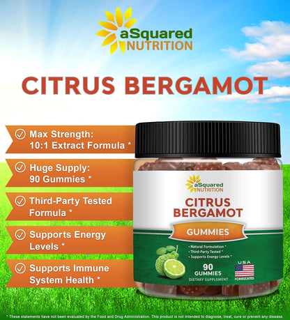 aSquared Nutrition Citrus Bergamot Gummies - 500mg Citrus Bergamot Extract Food Supplement