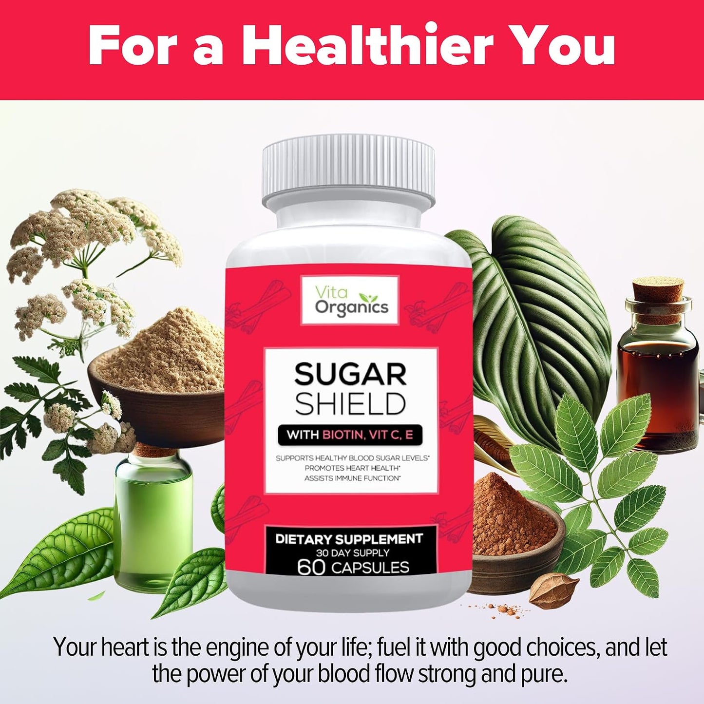 Sugar Shield - Advanced Sugar Support Food Supplement with Biotin, Chromium & Herbs - 60 Vegan Capsules - görsel 5