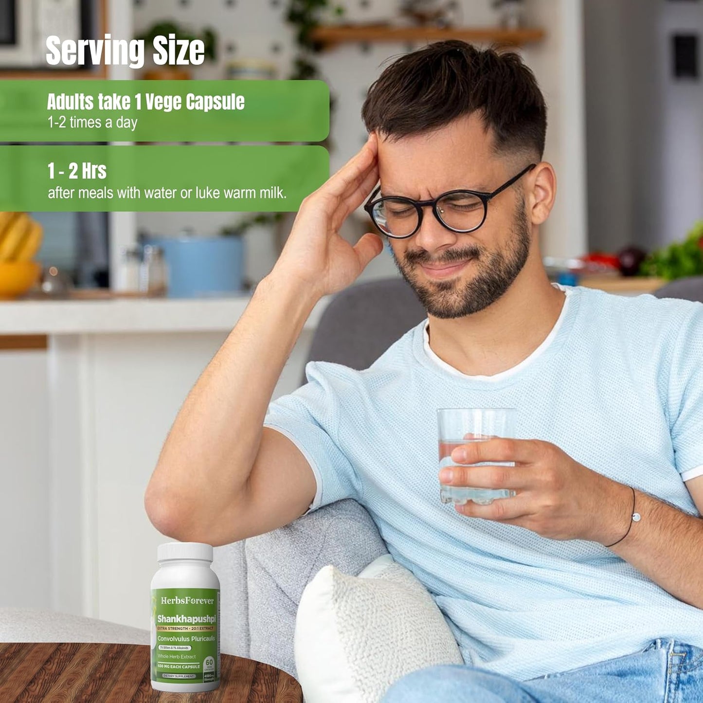 Herbsforever Shankhpushpi (Convolvulus pluricaulis) Extra Strength Extract - Traditional Brain Tonic & Mental Focus - 60 Vegan Capsules - görsel 6