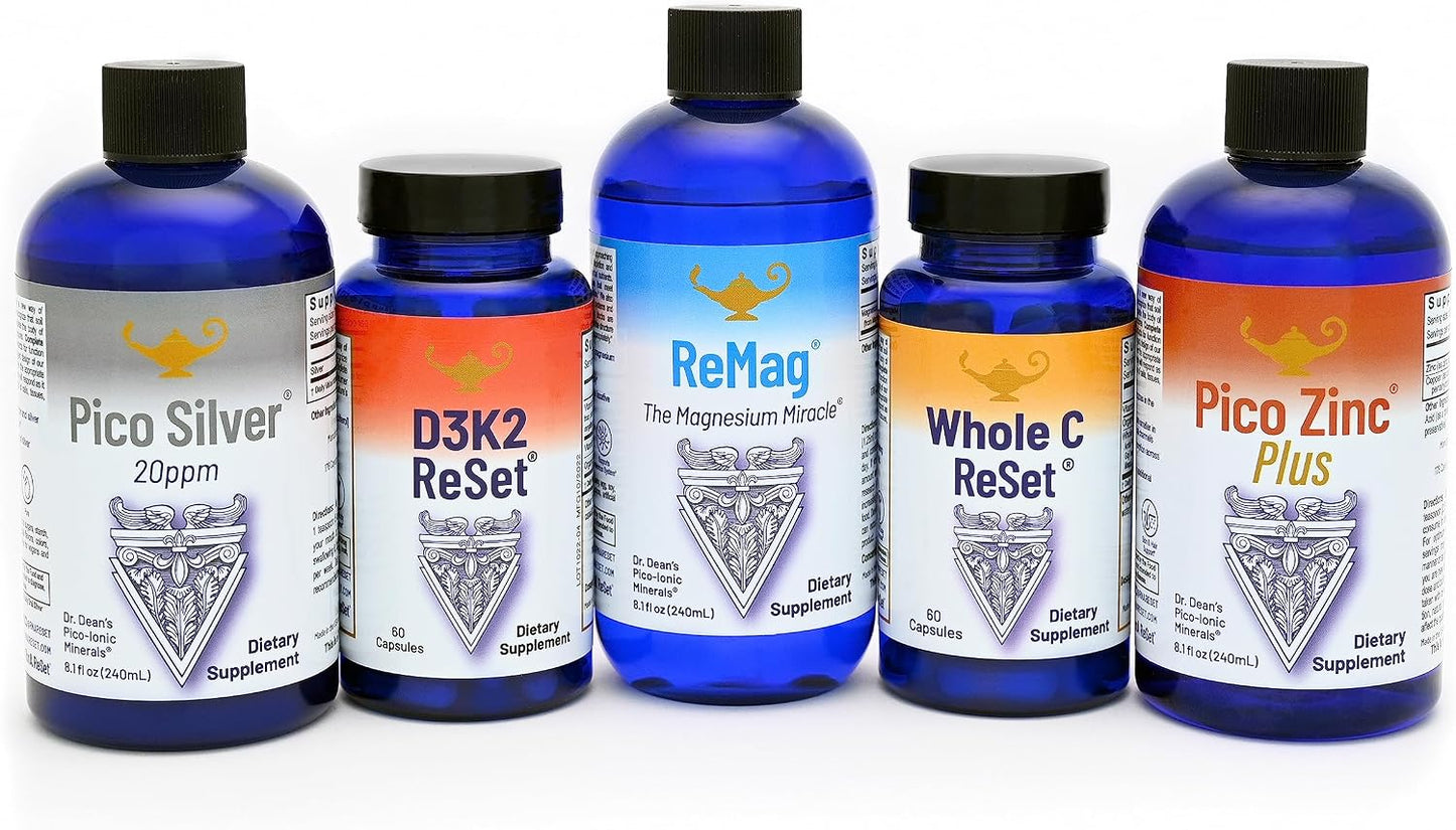 RnA ReSet Total Body Wellness Bundle – Liquid Magnesium, Zinc, Silver, Copper, D3K2 & Whole C, Daily Mineral & Immune Support (5 Formulae) - görsel 1