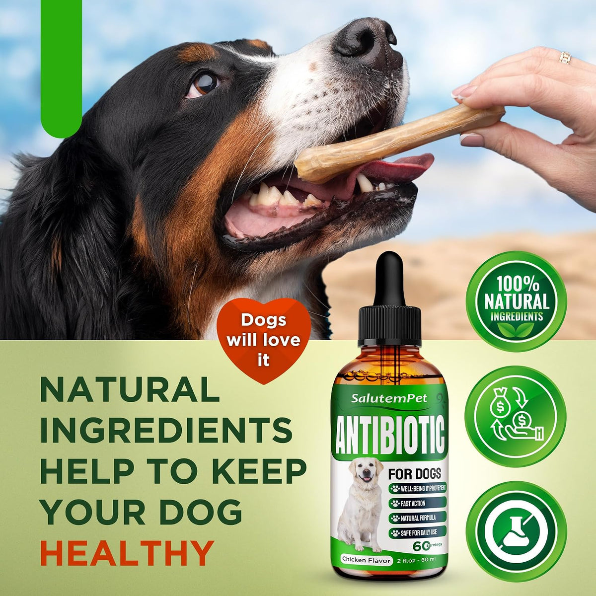 SalutemPet Natural Support Liquid for Dogs - Chicken Flavour, 56 ml - görsel 7