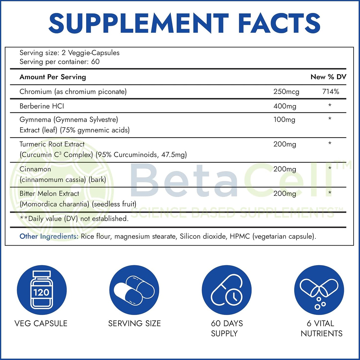 Glucofix Blood Sugar Support Supplement – Advanced Berberine Supplement with Ceylon Cinnamon, Turmeric & Bitter Melon – 120 Capsules - görsel 3