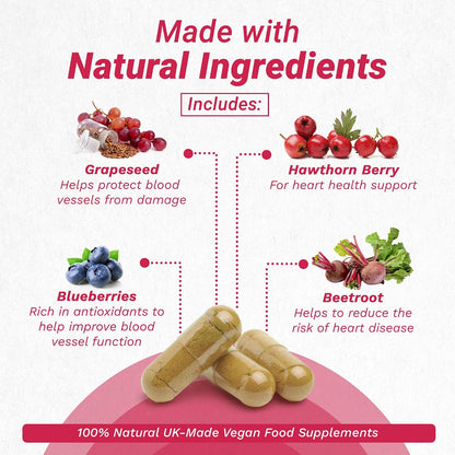 Strength & Spices Hypertensupport - Natural Cardiovascular Support Supplement with Hawthorn Berry & Grape Seed - 60 Vegan Capsules