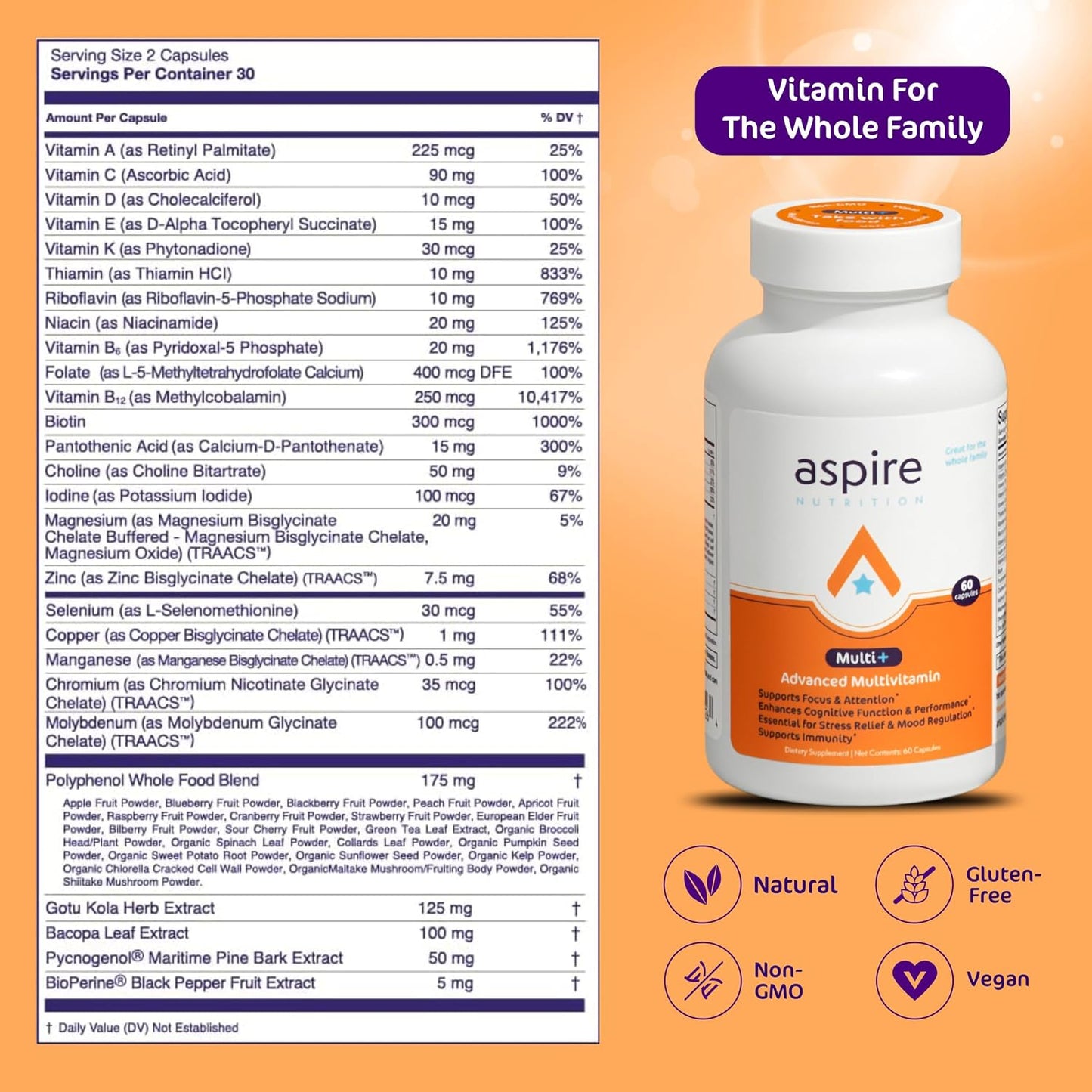 Aspire Multi+™ Advanced Multivitamin for Men, Women & Kids - görsel 2