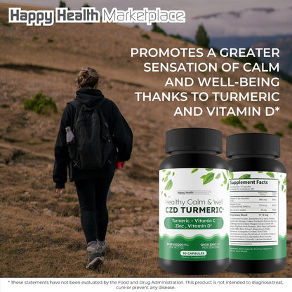 Healthy Calm & Well CDZ Capsules - Immune Support with Vitamin C, D, Zinc, Turmeric and Magnesium