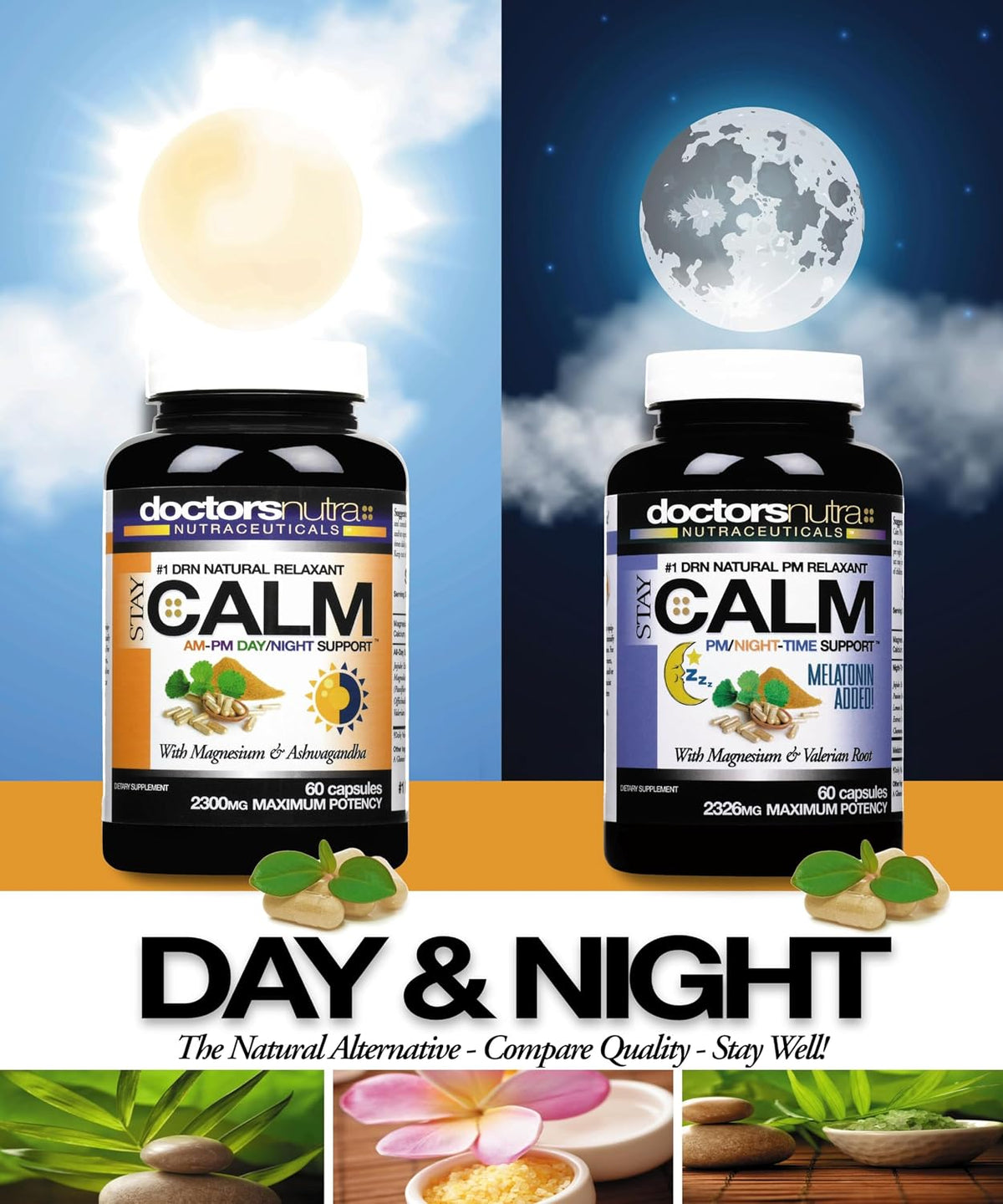 All Natural Night-Time Relief, B-Calm-PM Support with Ashwagandha, Melatonin and More – Supporting a Peaceful Night's Rest – 30 Servings - görsel 3