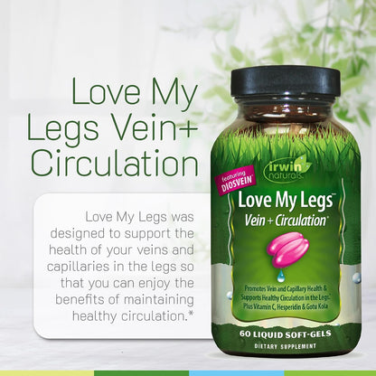 Irwin Naturals Love My Legs - 60 Liquid Soft-Gels (Pack of 2) - Supports Leg Veins & Circulation
