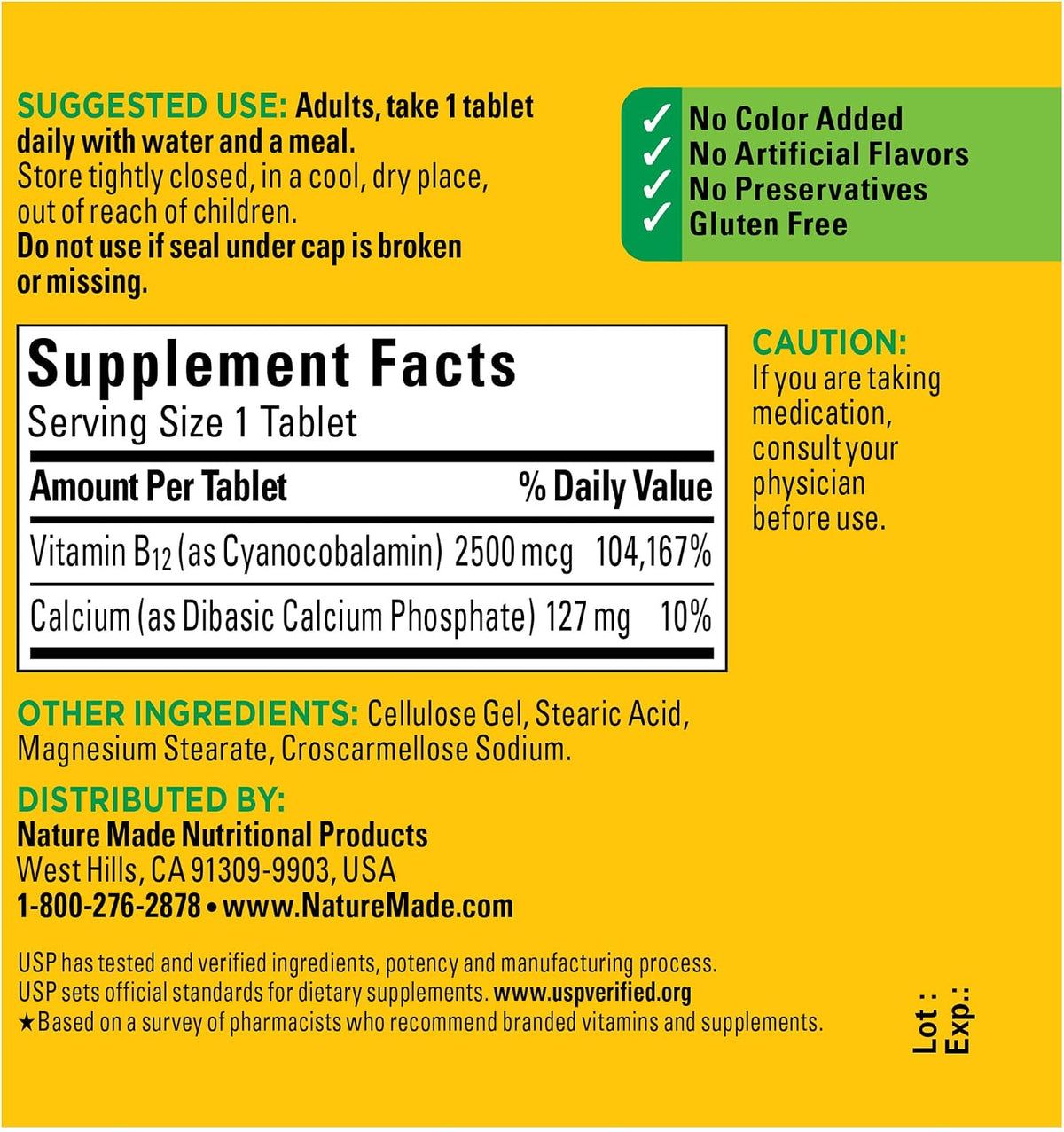 Nature Made Extra Strength Vitamin B12 2500 mcg, 60 Tablets - görsel 5